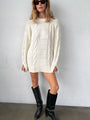 Pria Cable Knit Ivory Sweater Dress