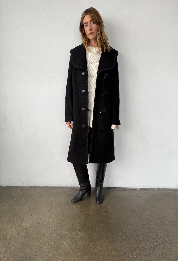 Malla Black Wool Coat