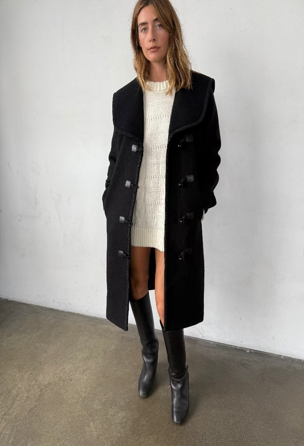 Malla Black Wool Coat