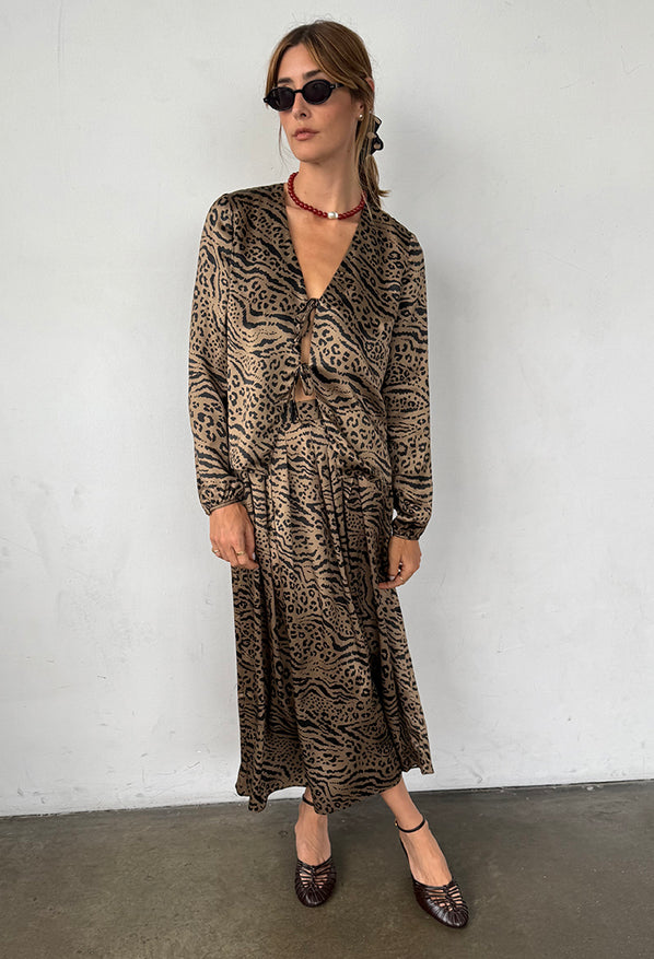 Colomba Skirt Leopard Print Silk Charmeuse