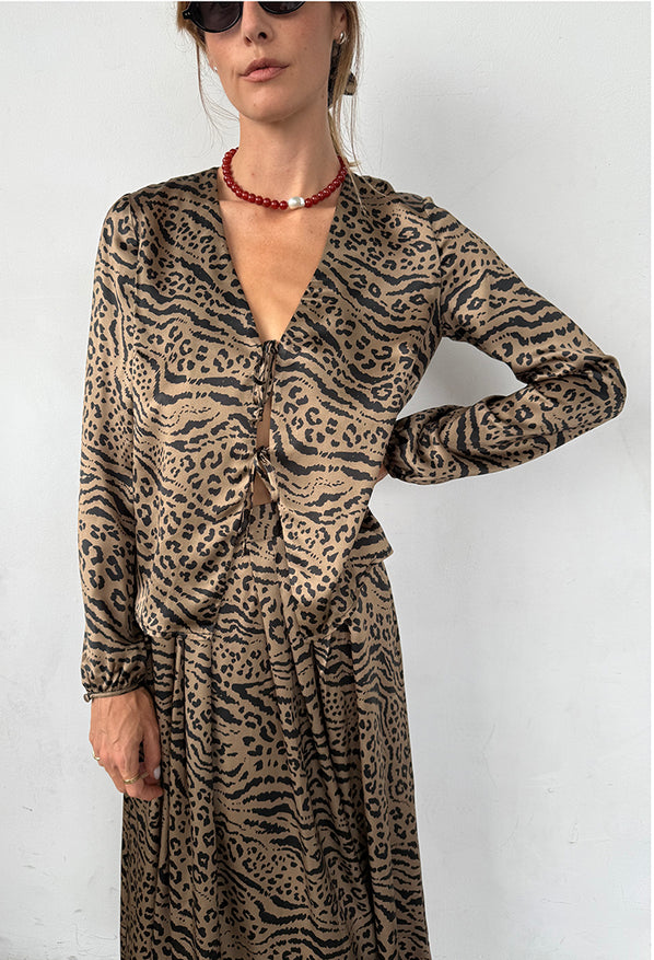 Pia Top Leopard Print Silk Charmeuse