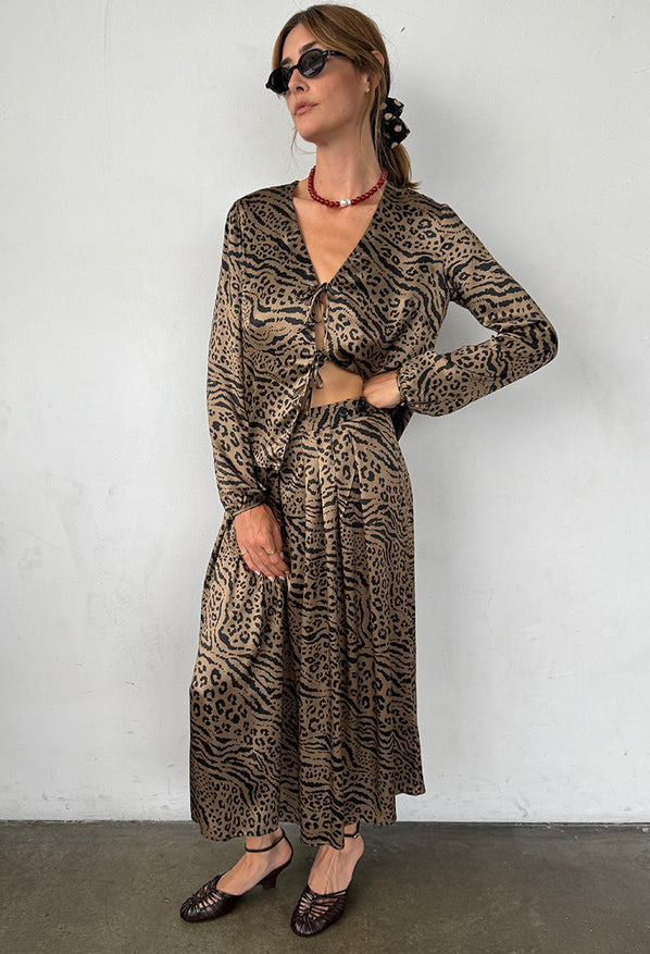 Colomba Skirt Leopard Print Silk Charmeuse