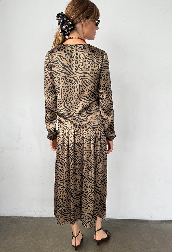 Colomba Skirt Leopard Print Silk Charmeuse