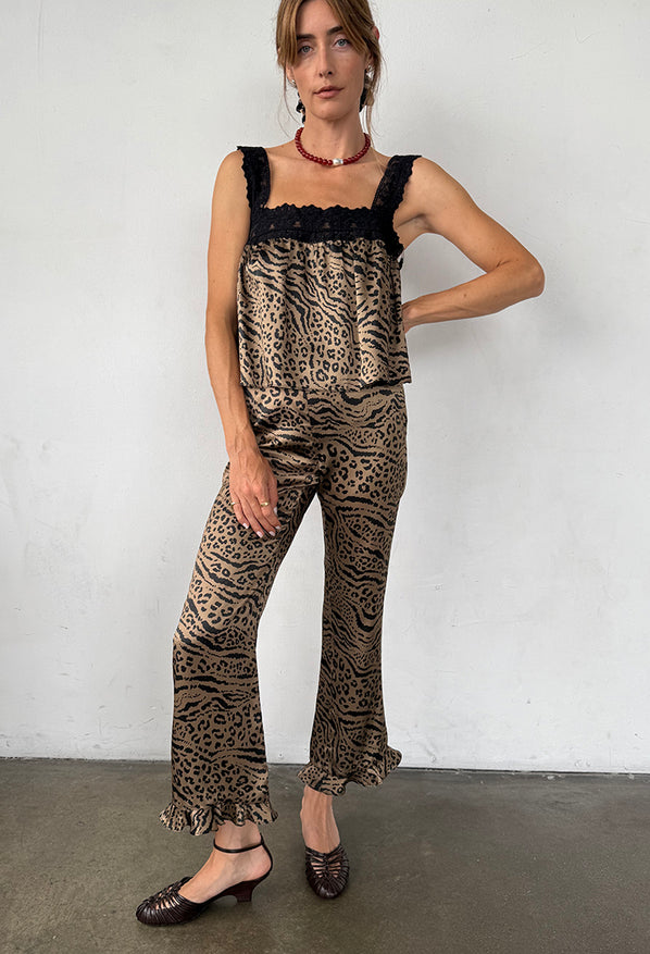 Leah Top Leopard Print Silk Charmeuse