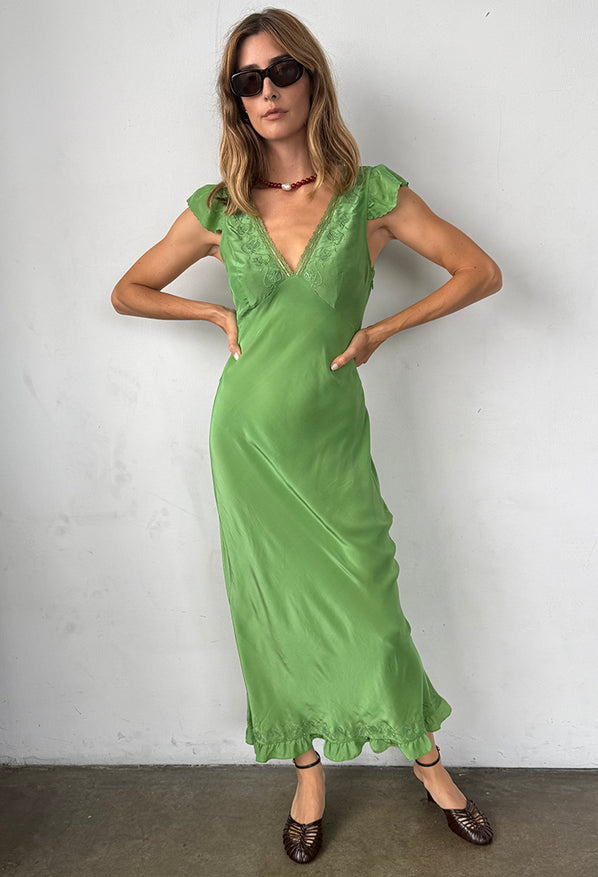 Isol Dress Jade Floral Embroidery
