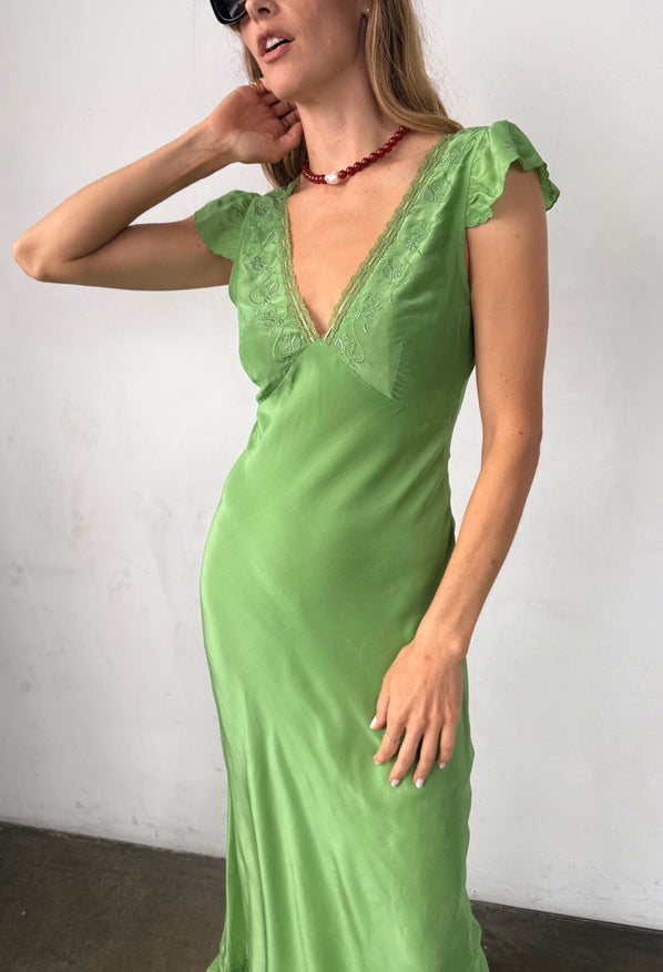 Isol Dress Jade Floral Embroidery