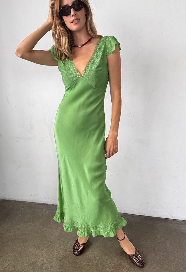 Isol Dress Jade Floral Embroidery