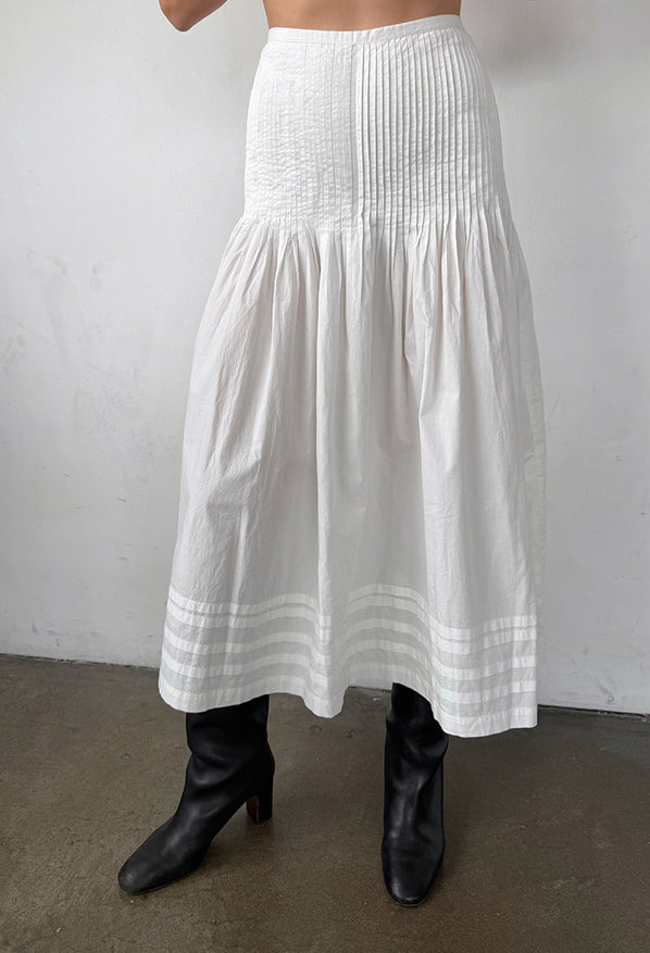 Rosa Skirt White Cotton Poplin