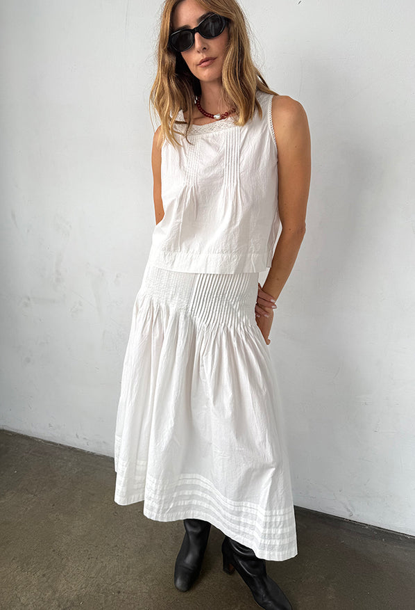 Rosa Skirt White Cotton Poplin