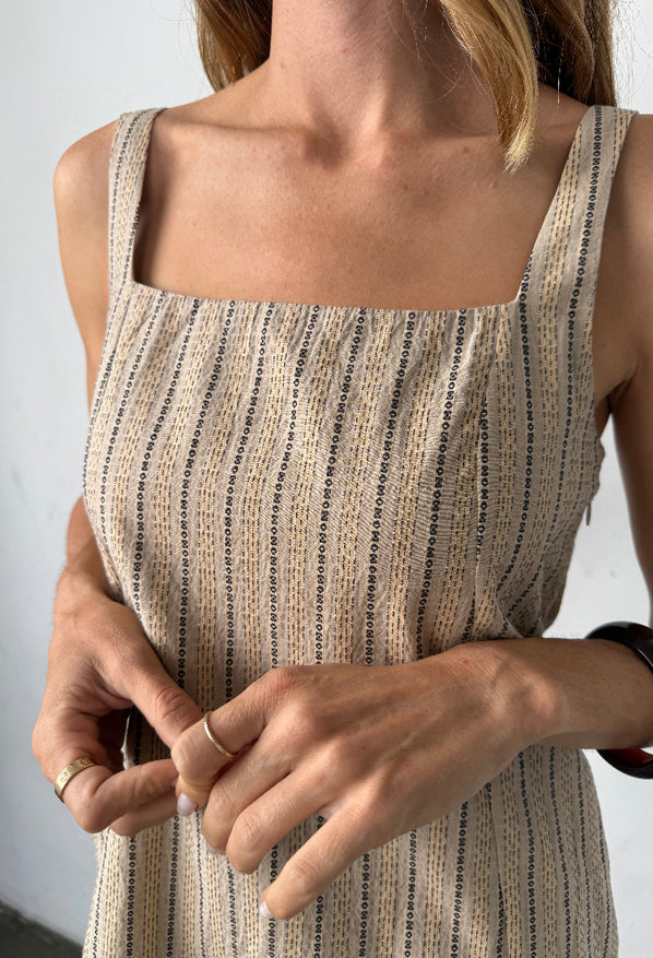 Prima Dress Dune Yarn-Dyed Cotton