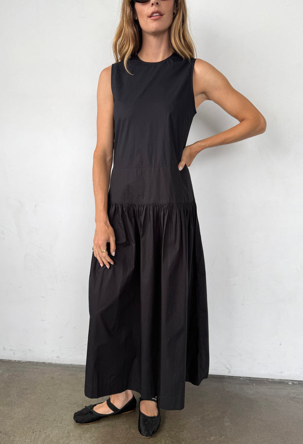 Jenetta Black Cotton Poplin Dress