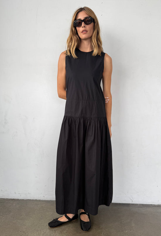 Jenetta Black Cotton Poplin Dress