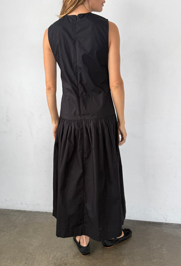 Jenetta Black Cotton Poplin Dress