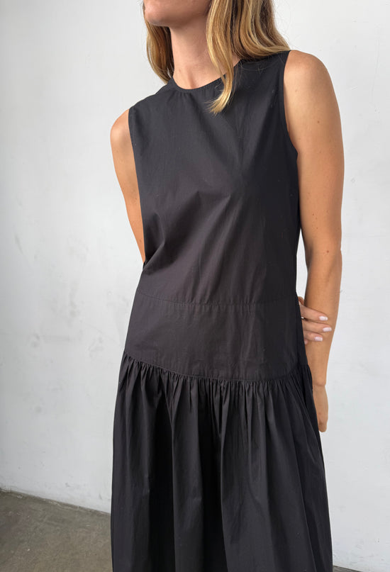 Jenetta Black Cotton Poplin Dress