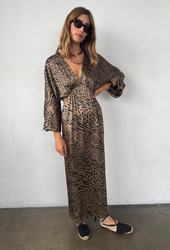 Asta Leopard Printed Silk Charmeuse Dress