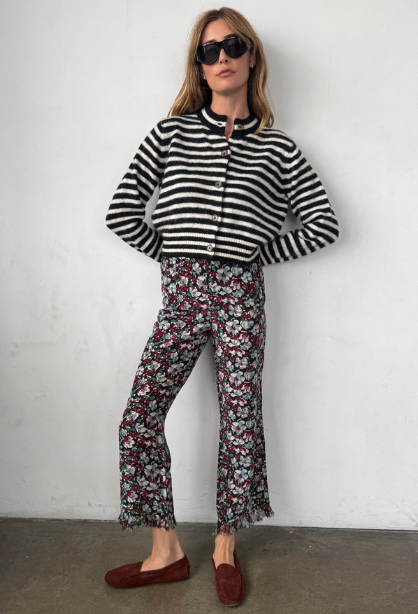 Firenze Black + White Stripe Cardigan