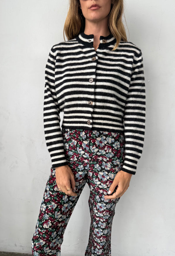 Firenze Black + White Stripe Cardigan