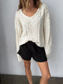 Chrissie Ivory Cable Knit Sweater