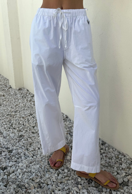 Dania White Cotton Poplin Pant