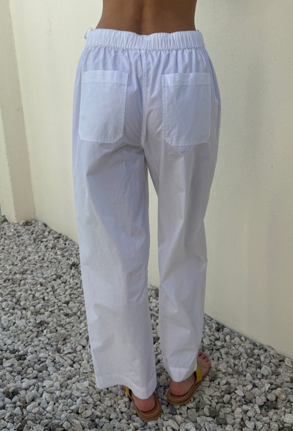Dania White Cotton Poplin Pant
