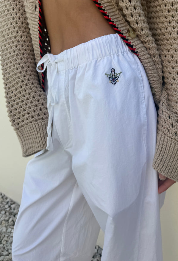 Dania White Cotton Poplin Pant