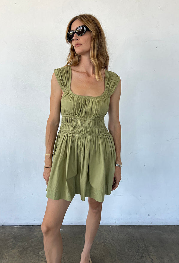 Abella Khaki Washed Cotton Poplin Dress
