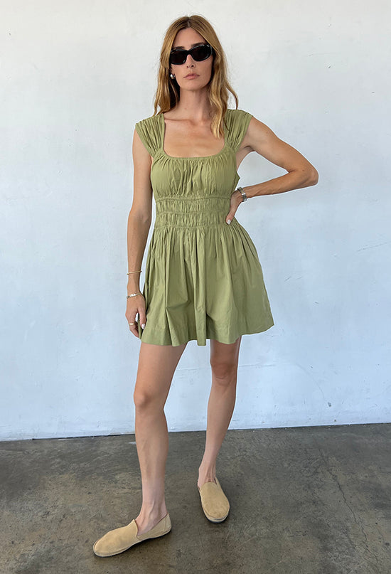 Abella Khaki Washed Cotton Poplin Dress