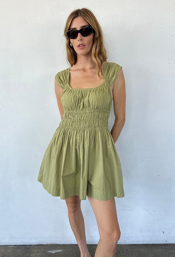 Abella Khaki Washed Cotton Poplin Dress
