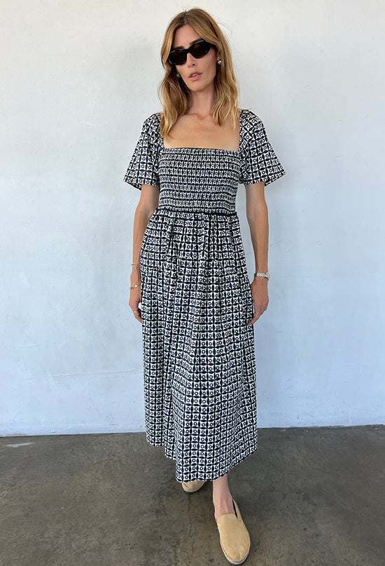 Cassani Solar Print Cotton Poplin Dress