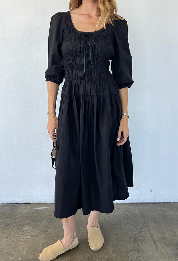 Andrine Dress Black Cotton Poplin