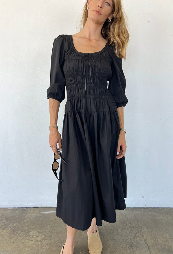 Andrine Dress Black Cotton Poplin