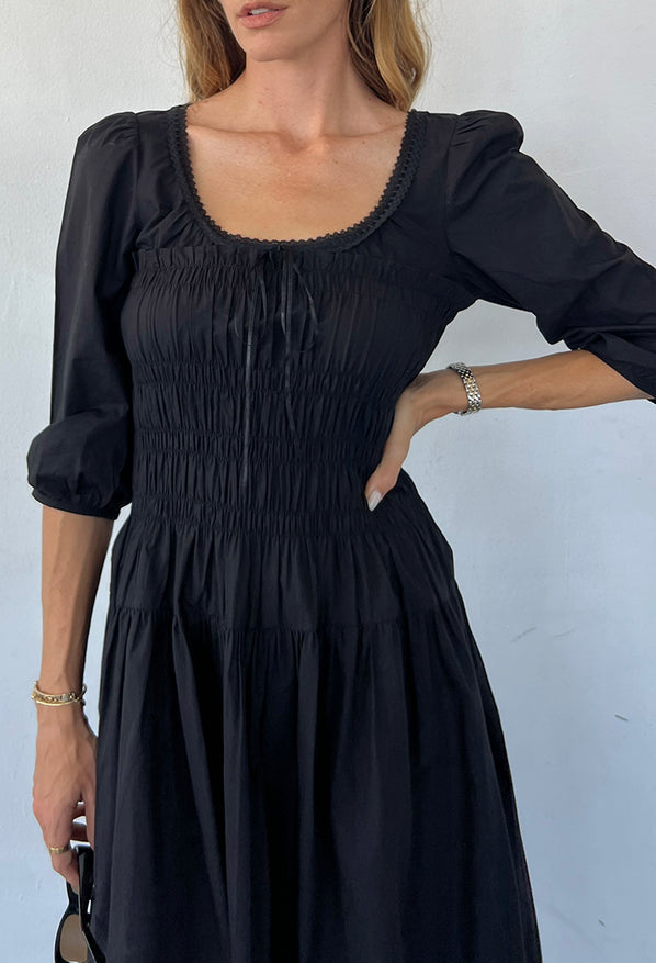 Andrine Dress Black Cotton Poplin Andrine Dress Black Cotton Poplin
