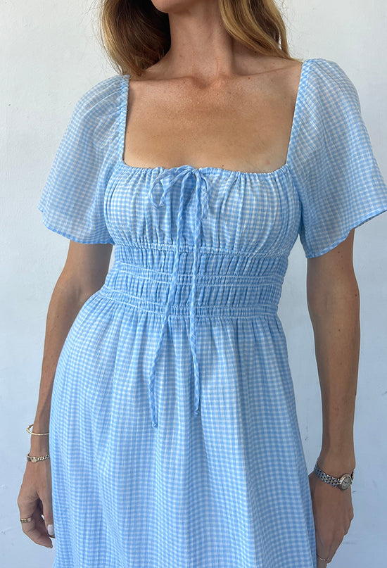 Fiorella Sky Gingham Midi Dress