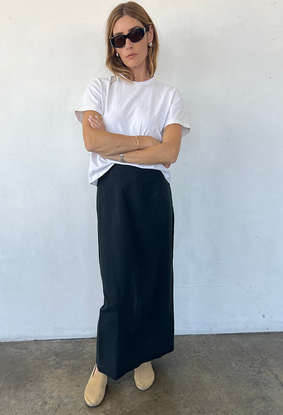 Borgia Black Linen Skirt