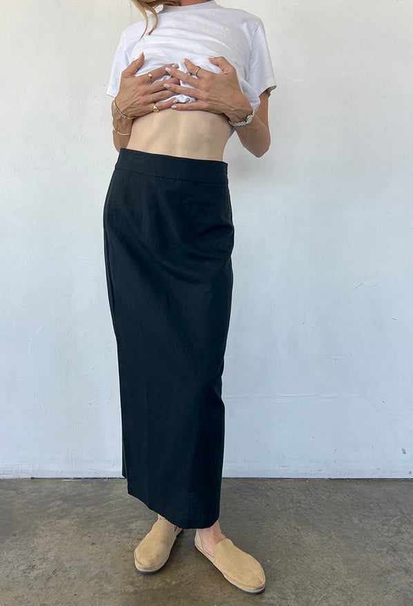 Borgia Black Linen Skirt
