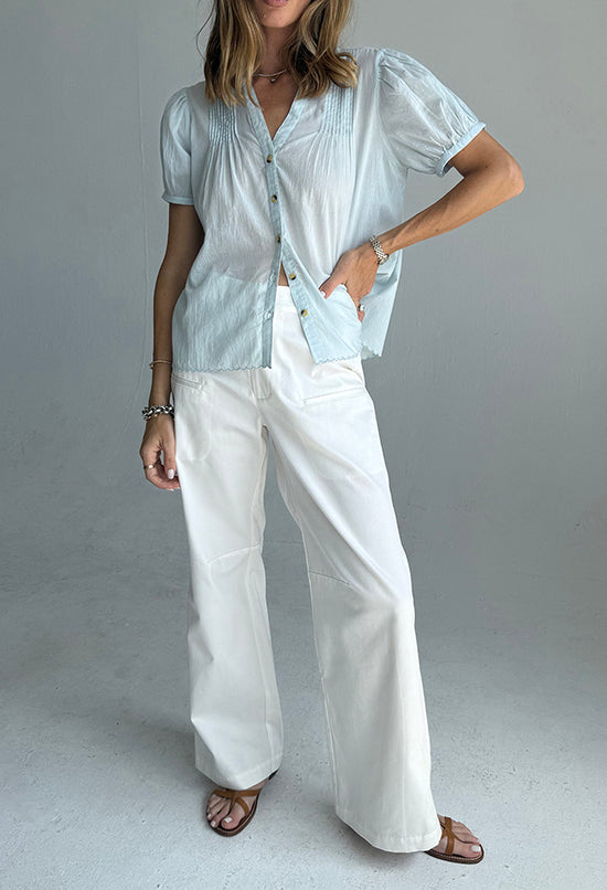 Izaro Baby Blue Embroidered Cotton Top