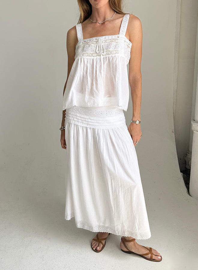 Euri White Embroidered Cotton Top – Ciao Lucia
