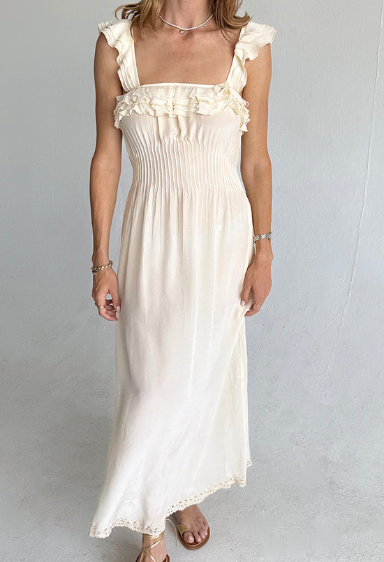 Amalie Cream Silk Dress