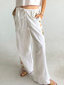 Ermmano White Embroidered Linen Pant