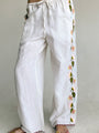 Ermmano White Embroidered Linen Pant