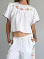 Idoya White Embroidered Linen Top