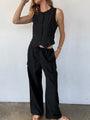 Argento Black Linen Vest