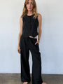 Argento Black Linen Vest
