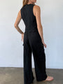 Argento Black Linen Vest