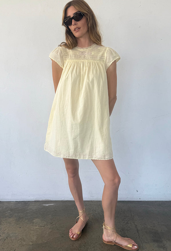 Joelle Cap Sleeved Cotton Mini Dress Butter