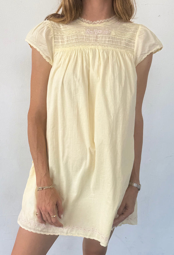 Joelle Cap Sleeved Cotton Mini Dress Butter