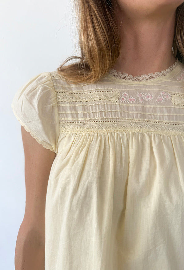 Joelle Cap Sleeved Cotton Mini Dress Butter