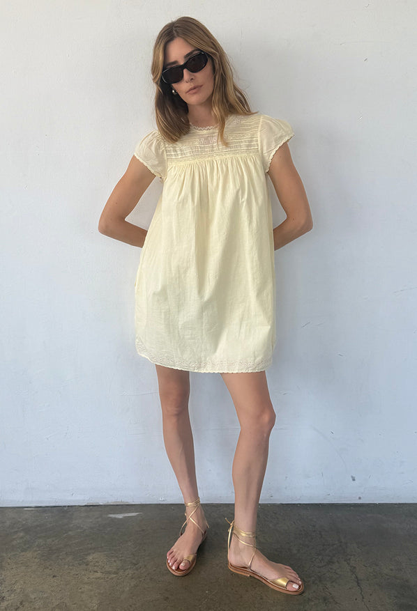 Joelle Cap Sleeved Cotton Mini Dress Butter