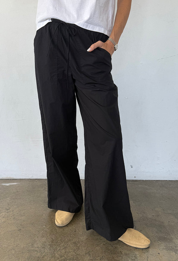 Margaret Black Cotton Poplin Pant