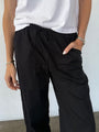 Margaret Black Cotton Poplin Pant